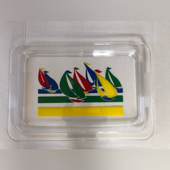 Vtg Colourful Sailboat Acrylic Tray - Picture 4 of 13